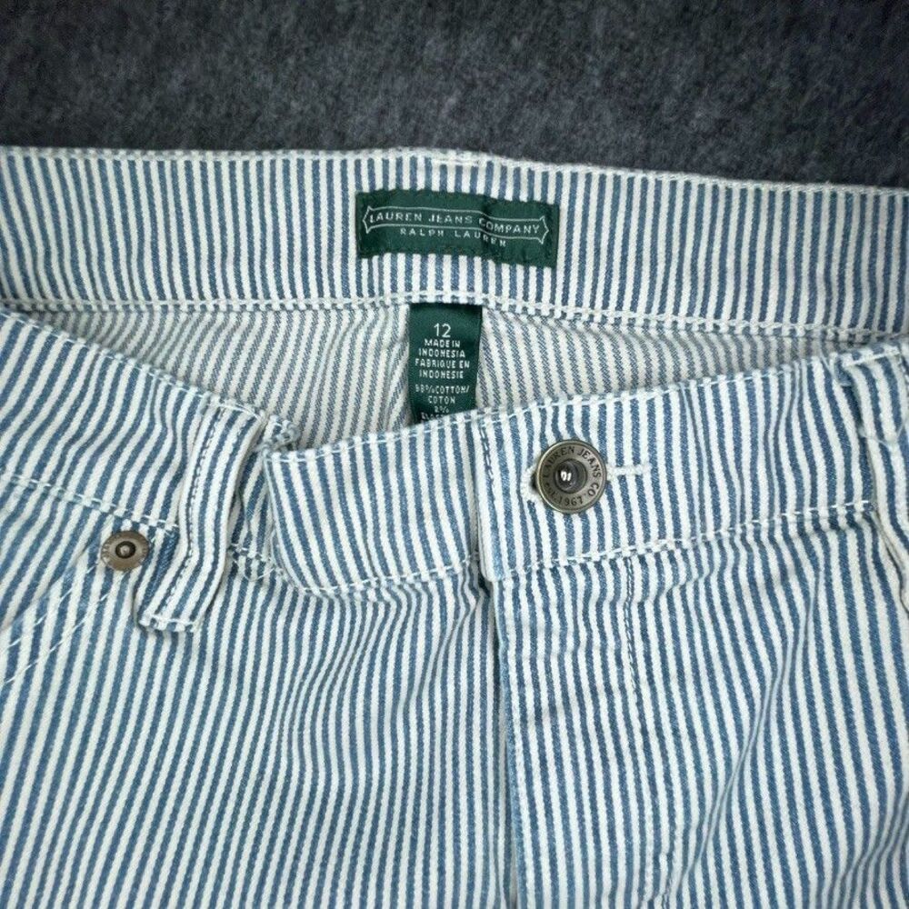 LRL Ralph Lauren Denim Pinstripes Jeans Women's 12 Blue Straight Ankle Pants‎ - Picture 3 of 12